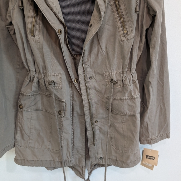 Levi's Woman's Cotton Hooded Anorak Army Green Jacket Size Medium. - Picture 10 of 12